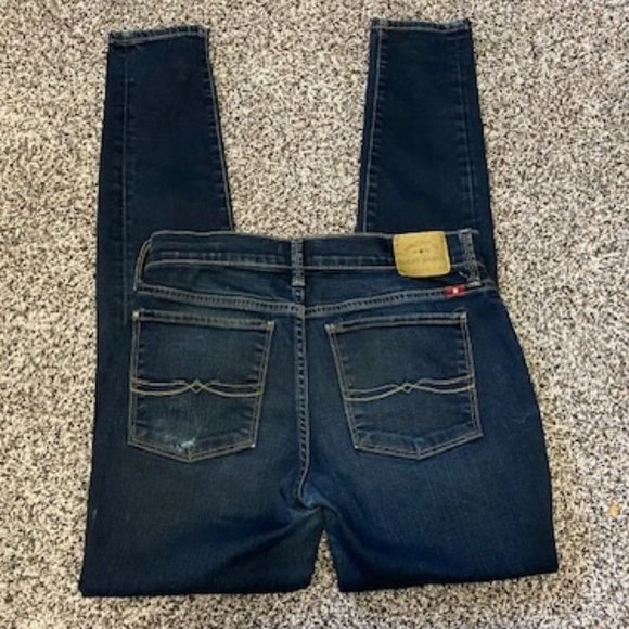 LUCKY BRAND Dark-Med Wash BLUE STRETCH Ankle JEANS * BROOKLYN SKINNY * sz 2 / 26 - Picture 6 of 12